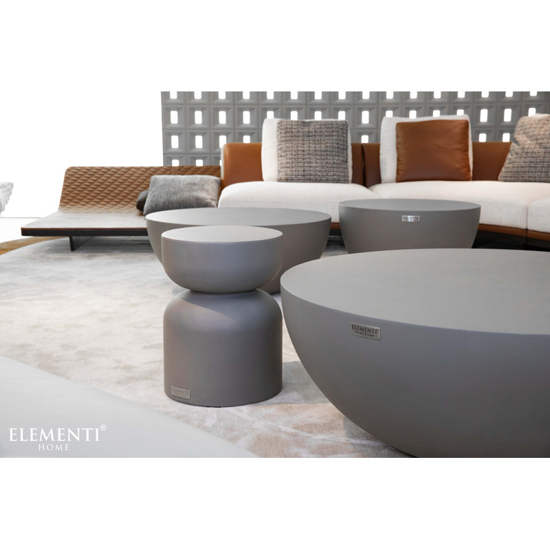 CHRONOS Side Table Small Concrete Round End Table 35 x 35 x 47 cm, Grey/Brown/Blue