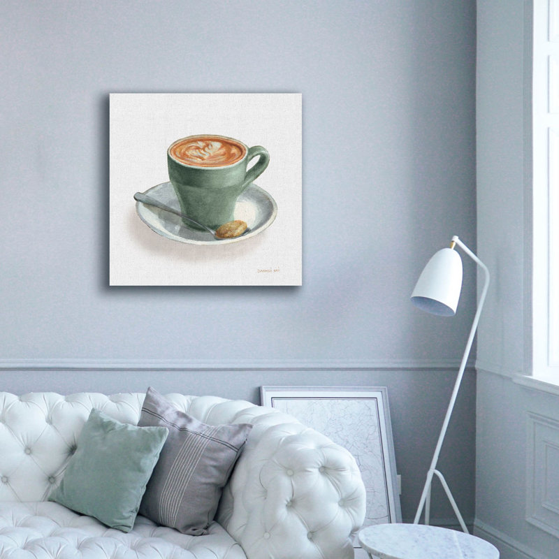 «Wake Up Coffee 2 Linen Sage» par Danhui Nai, art mural sur toile, H 37 po x l 37 po