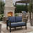50" All-Weather Aluminum Patio Loveseat With Thick Blue Cushions & Black Frame-76874398-76874396