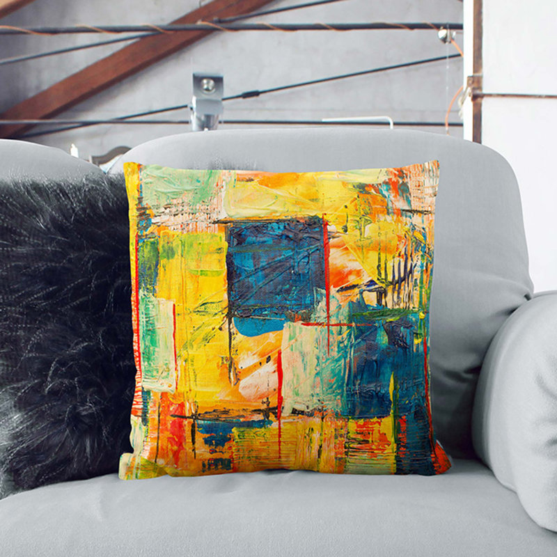 Abstract Square Throw Cushion, White, 55 x 55 cm