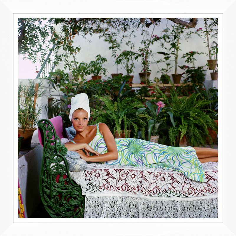Quiet Afternoon Print by Slim Aarons, White Single Picture Framed, 36" H x 36" W x 1.5" D
