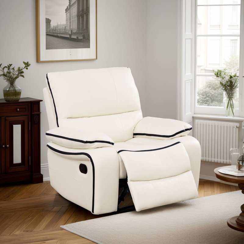 Fauteuil inclinable de salon Lateka, Similicuir blanc / noir