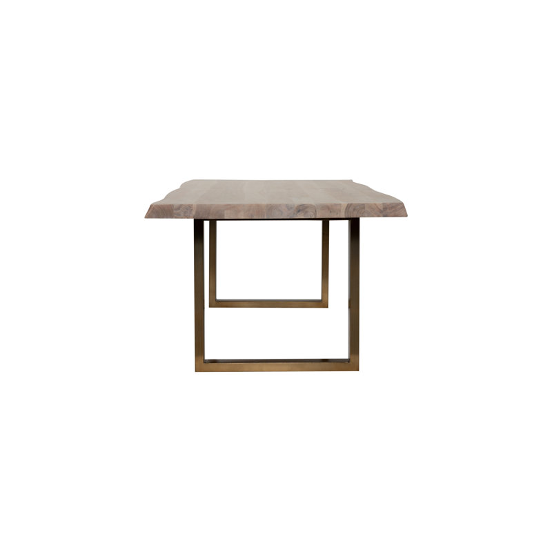 Brooks Dining Table, White Wash, Brass, 29.75"H x 79"L x 40"W