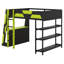 Full Size Gaming Loft Bed With Desk, Shelves & LED Lights-1564096299