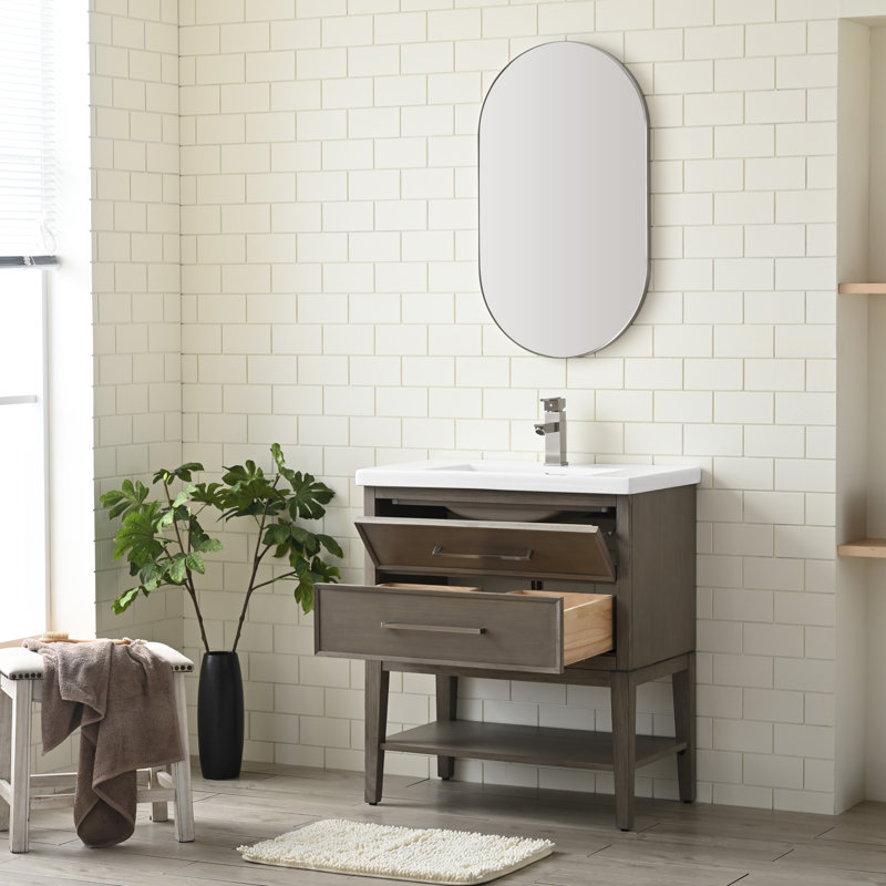 Ensemble de meuble-lavabo simple 30,13 po Brodnax, Chêne brossé héritage