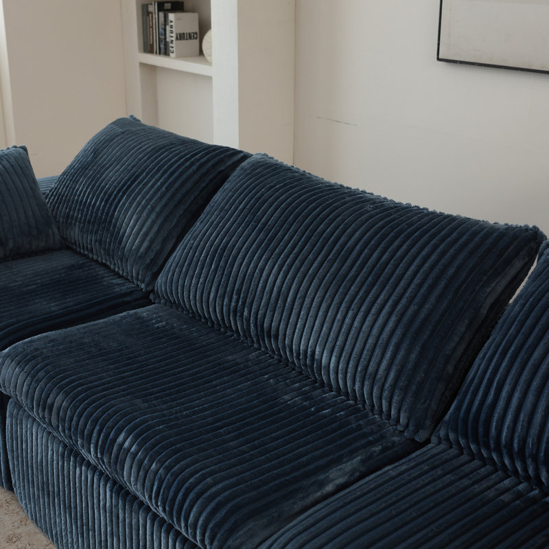 Canapé profond en velours côtelé de 39,8 po à 3 places avec coussin amovible, conception double couche, sans assemblage, pour salon, chambre à coucher, appartement, siège luxueux rembourré de plumes, éponge double confort moelleux, haute