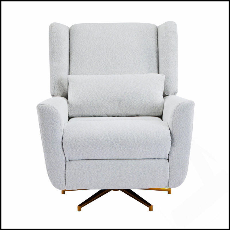 Power Recliner Chair Swivel With Gold 5-Star Base, Adjustable Backrest And Footrest For Ultimate Comfort And Style