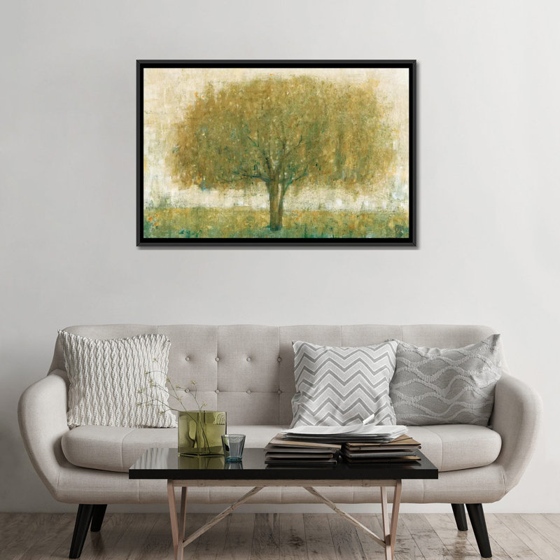 « summer day tree ii », impression sur toile, H 18 po x l 26 po x P 1,5 po, Toile avec cadre noir, Pas de tapis