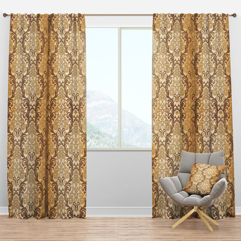 Motif damassé - Rideau Mid-Century - Velours obscurcissant - 1 panneau, l 52 po x L 120 po