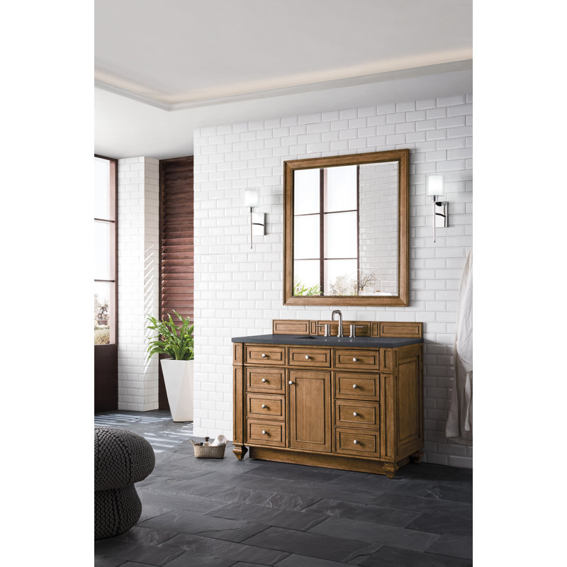 Bristol 48'' W Single Vanity, Saddle Brown, Charcoal Soapstone, 8" Widespread
