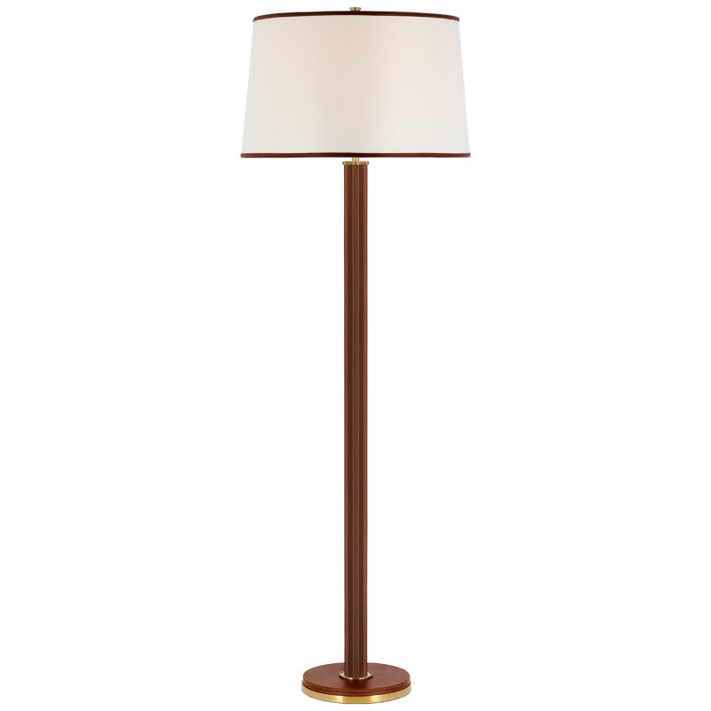 Riley Floor Lamp, Natural Brass/Saddle Leather