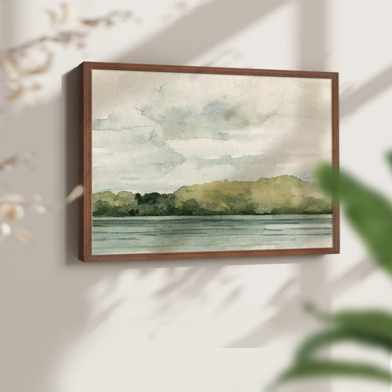 Riverside I - Reproduction encadrée - Restickable, Noyer, H 11 po x l 14 po