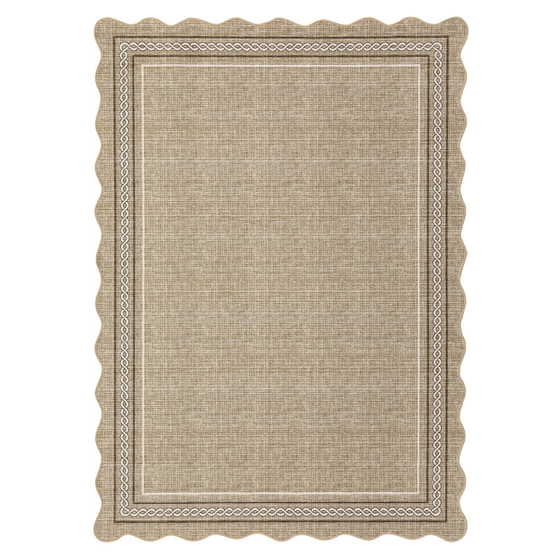 Tapis lavable à bords festonnés avec envers antidérapant, Brown, 6*9ft