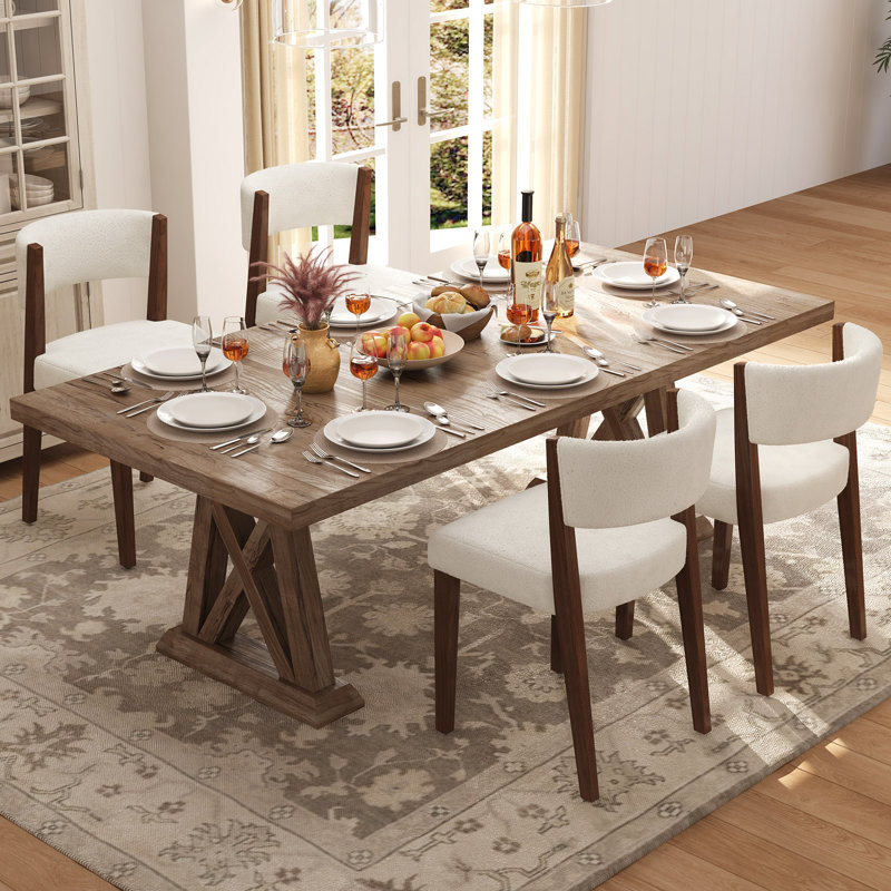 Mendivil Upholstered Dining Chairs with Pine Wood Legs, 1