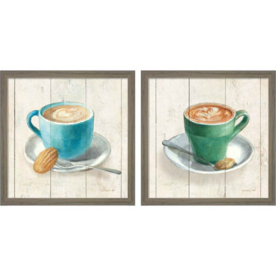 «Wake Me Up Coffee» par Danhui Nai, art encadré (ensemble de 2)