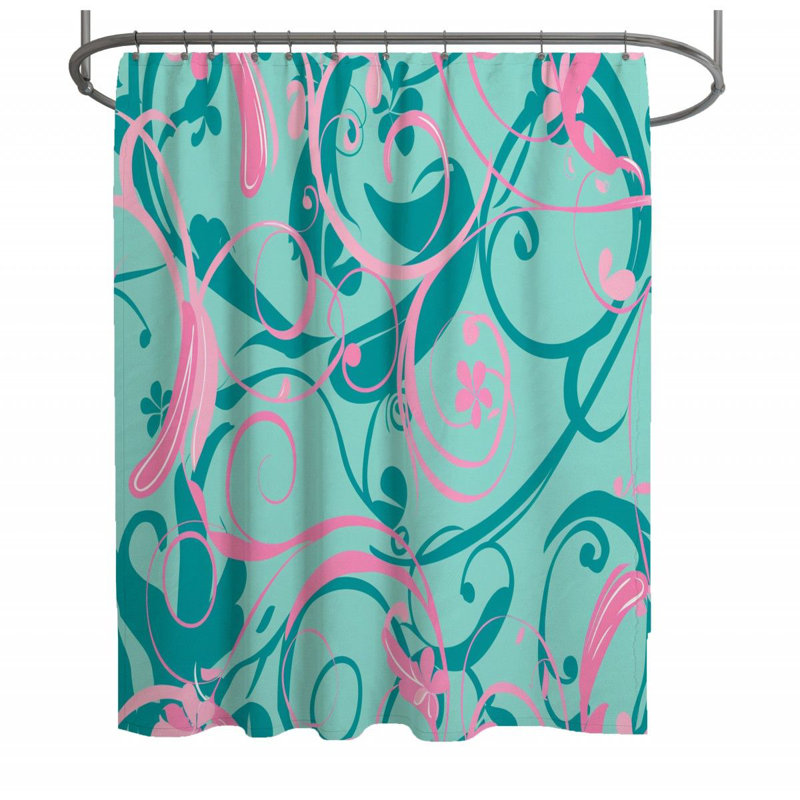 Rideau de douche à motif floral tourbillonnant_12443, H 83 po x l 70 po