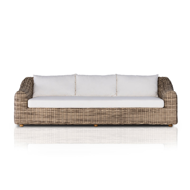 Azlynne 106'' Wide Patio Sofa with Cushions, Brown