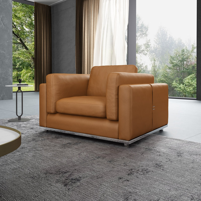 Picasso Leather Club Chair, Cognac Genuine Leather