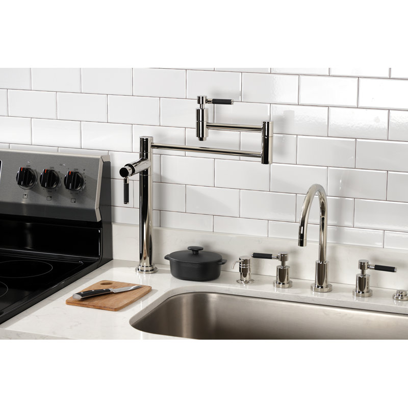 Kingston Brass Kaiser Two-Handle 1-Hole Deck Mount Pot Filler Faucet, Matte Black