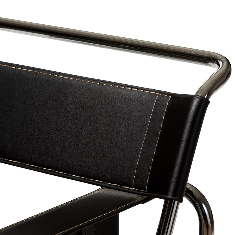 Fauteuil de 30,75 po de large Aaisha, Similicuir noir