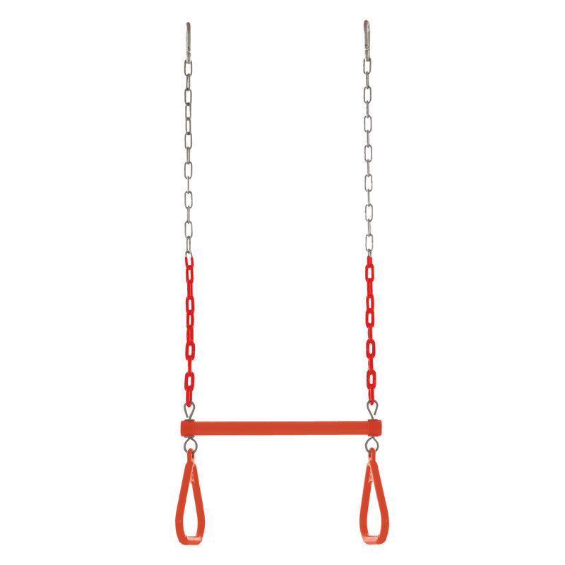 Kids Trapeze Bar Swing Seat & Rings | Playground Sets & Accessories for Children | Fully Assembled, Orange