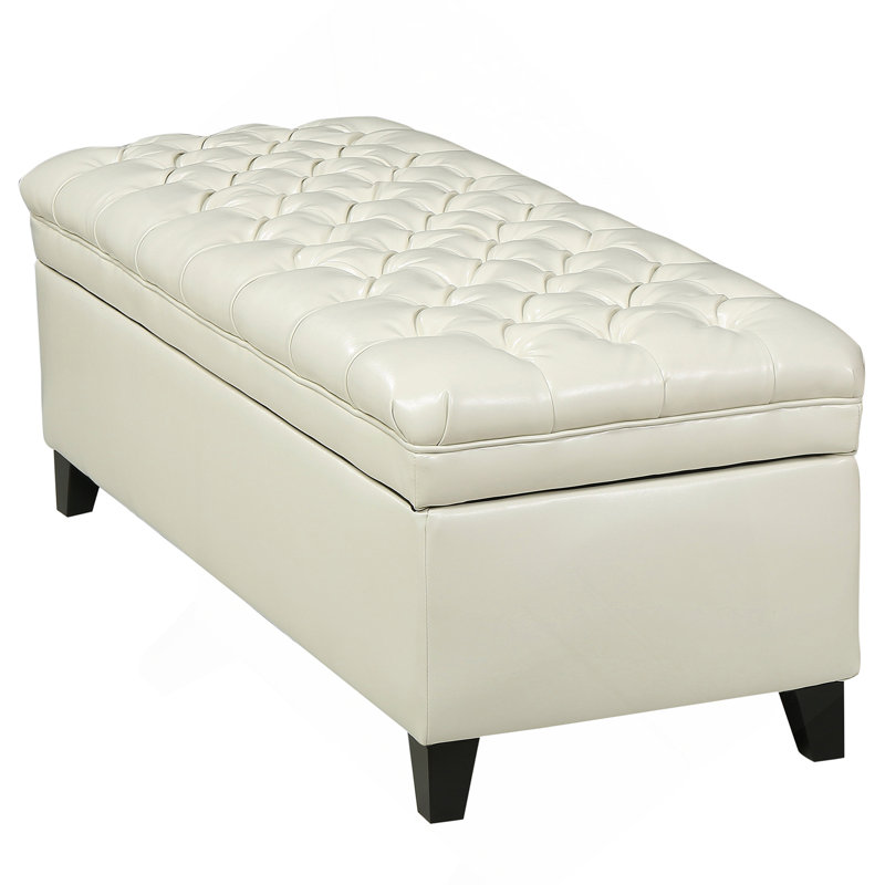 OTTOMAN DE RANGEMENT JULiana, Ivoire ivoire