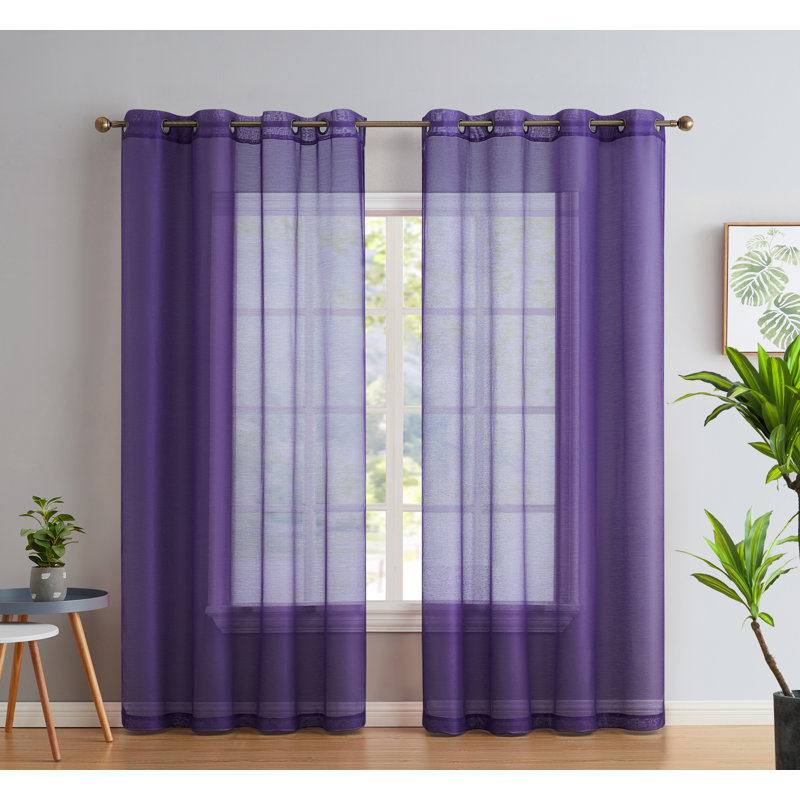 Carmille Semi-Sheer Grommet Curtain Panels, 54" W x 63" L, Violet Purple