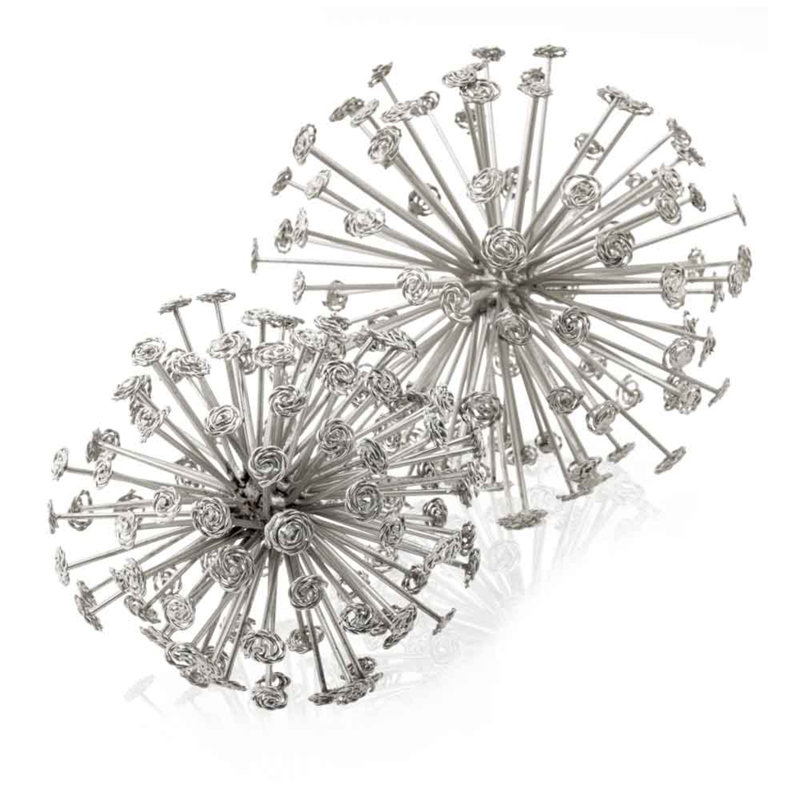 2 Piece Cieran Starburst Spheres, 7" x 7", Silver