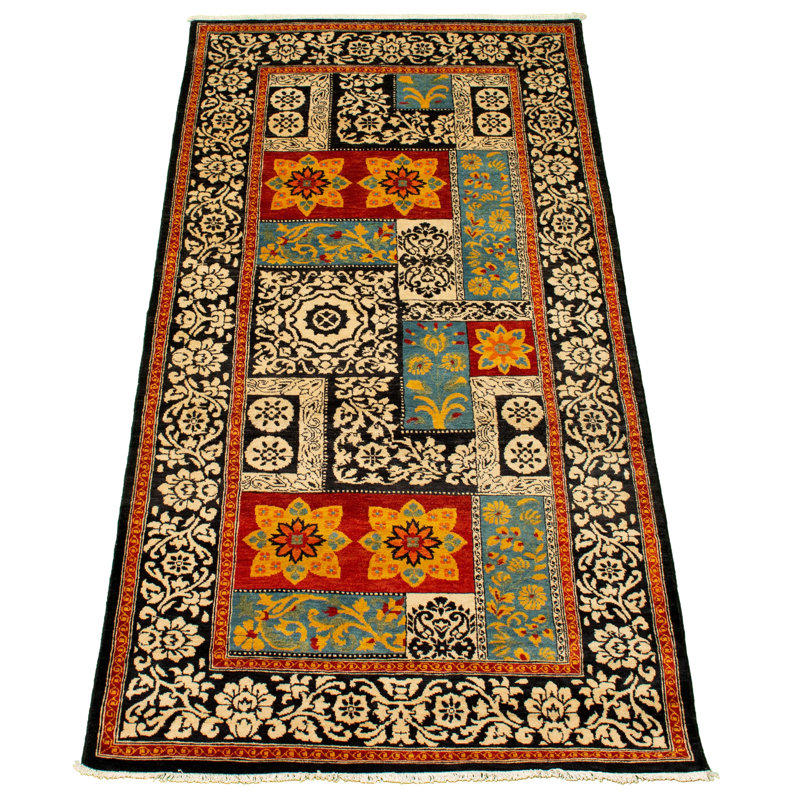 Tapis unique en laine noué à la main 4 pi 1 po x 8 pi 2 po nouvel âge Lahore