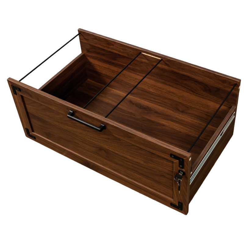 Classeur en bois avec 2 tiroirs verrouillables Shutesbury, Noyer