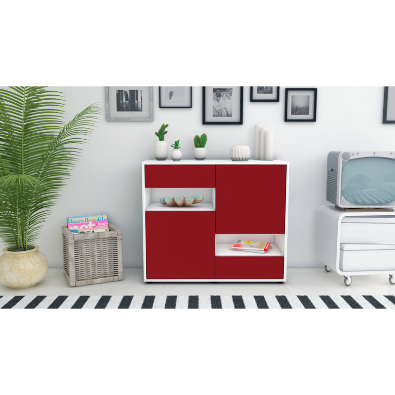 Ramsel 92cm Sideboard, White/Red