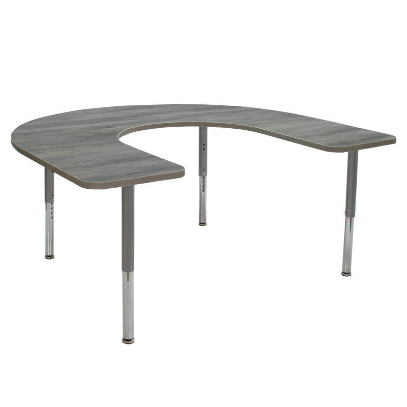 Table d'activité avec pieds réglables La Madera, Bois gris clair / argent, Super, Argent