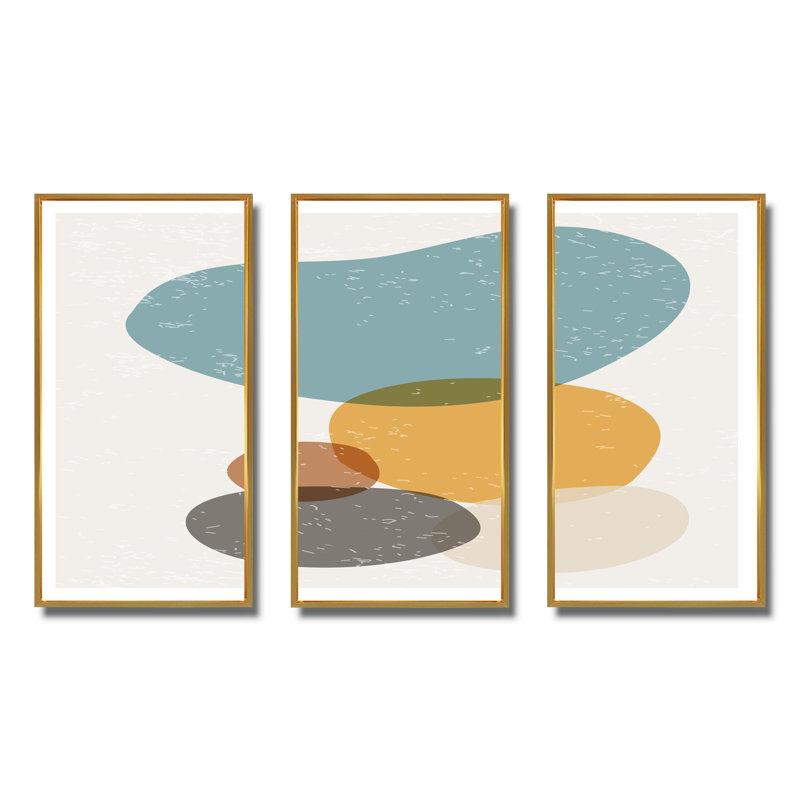 «Minimal Elementary and Geometric Compostions», impression sur toile encadrée 3 pièces, H 20 po x l 36 po x P 1 po