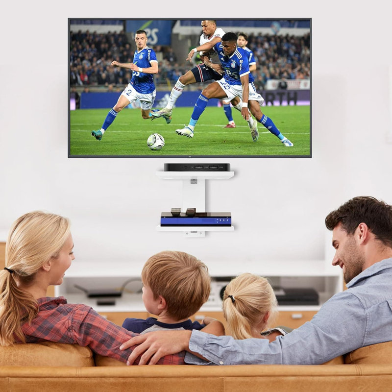 Floating Wall Mount Entertainment Shelf For Projector, Game Console, Cable Box, DVD Player | 2-Tier Space-Saving Design With High Weight Capacity | Modern Home And Office Organization