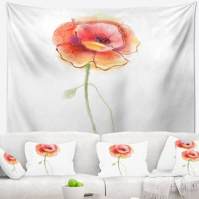Tapisserie fleur de coquelicot, H 50 po x l 60 po