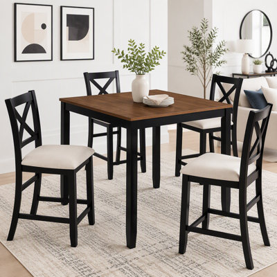 5-Piece Counter Height Dining Set with X-Back Chairs