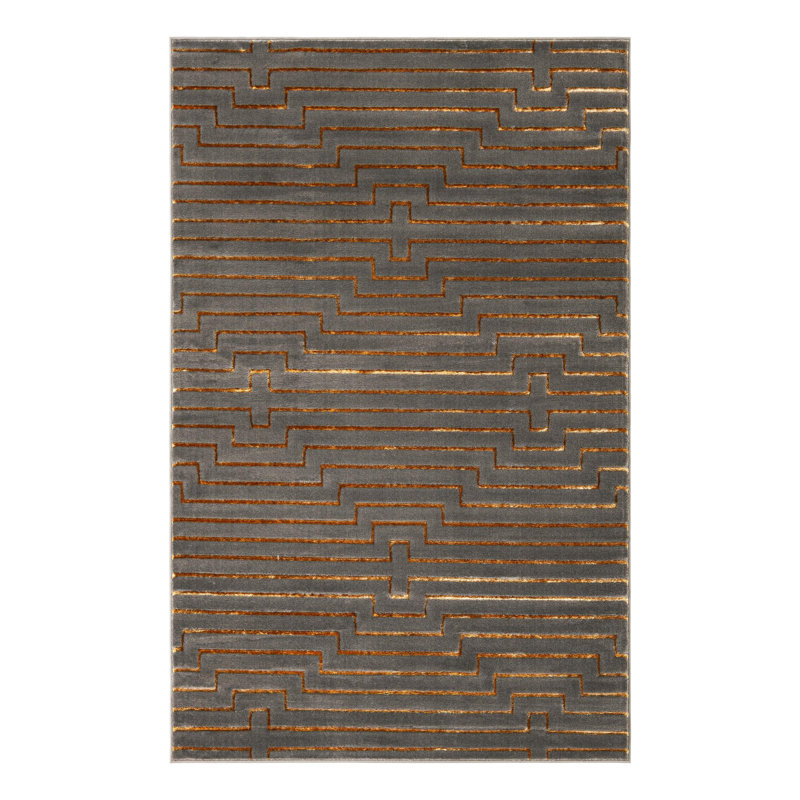 Latitude Run® Mirage Nikica Rug Gray and Gold, Rectangle 5'3" x 8'