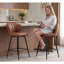 Upholstered Counter Stool with Metal Frame-1253731034