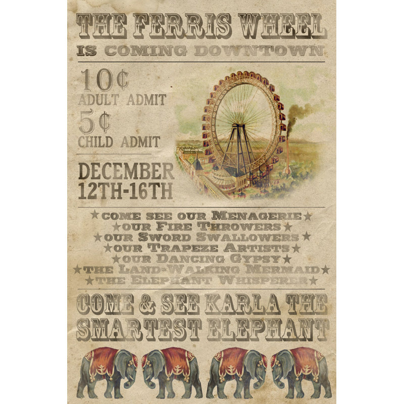 Vintage Circus IV by Grace Popp - Wrapped Canvas Print, 76cm H x 51cm W x 3.8cm D