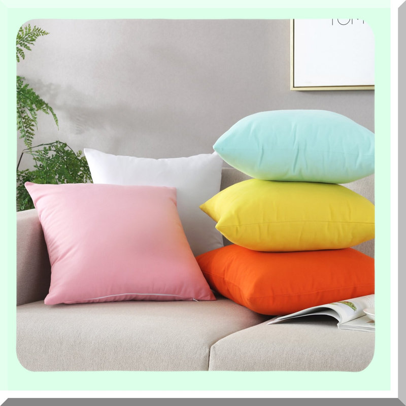 Cotton Canvas Square Pillow Covers - Hidden Zipper Closure - Solid Color Cushion Cases - Home Decor Set of 2 - White