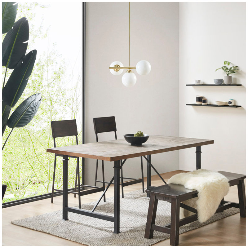Lustre 3 lumières avec ampoules sphériques en verre givré