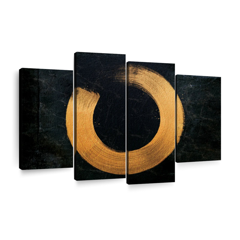" Golden Zen Circle Multi Piece Canvas Print " 4 - Pieces, 22" H x 36" W x 1.25" D