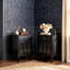 23"H Traditional Solid Wood Nightstand Set with Fluted Glass Doors, Storage Drawer-1563372849-1563372858