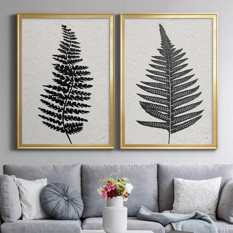 Toile encadrée haut de gamme Forest Fern III - prête à être accrochée, H 36,5 po x l 53 po x P 1,25 po, Or