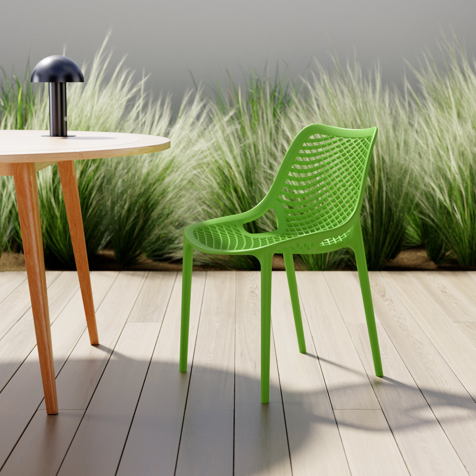 Farrah Stackable Patio Side Chair, Tropical Green
