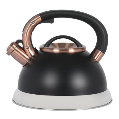 Mr. Coffee Flintshire 2.2 Quart Large Whistling Stainless Steel Tea Kettle - W/ Copper