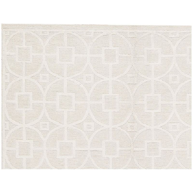 Himalayan Wool Geometric Area Rug in White