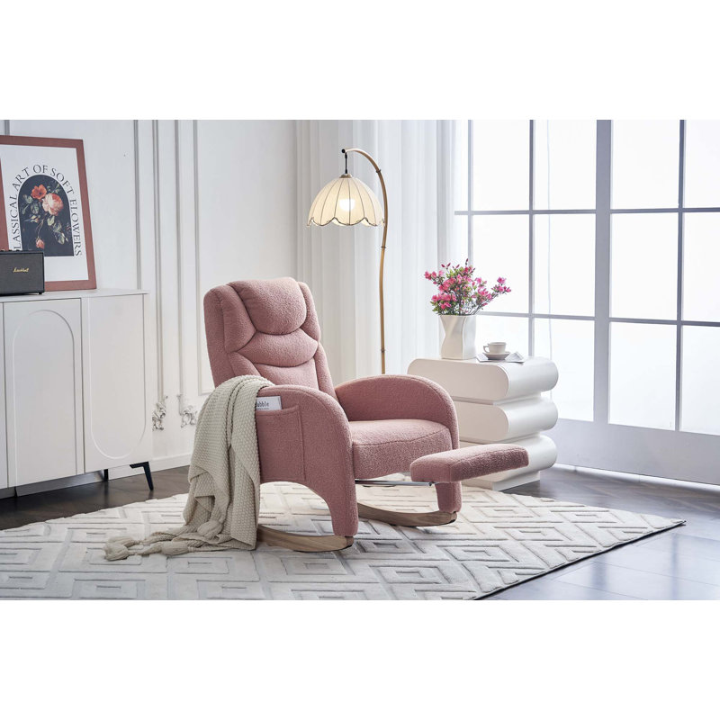 Chaise berçante en coton et lin, Rose 1