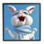 «Happy Rabbit in Blue» par Roozbeh, reproduction d'art sur toile tendue-1477600757