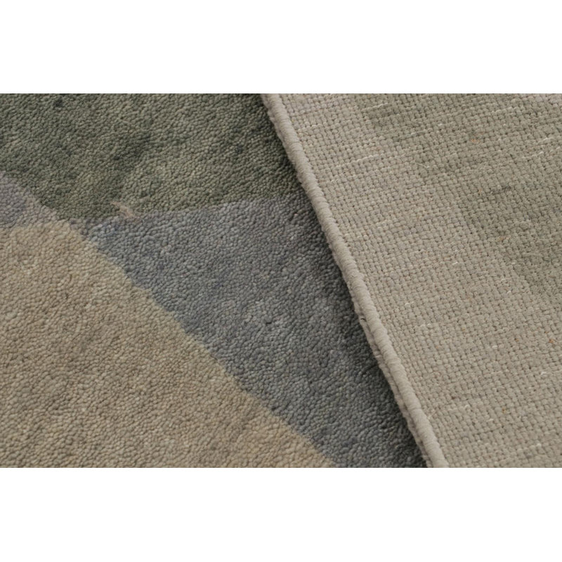 Hand Knotted Geometric Area Rug, Rectangle 10' x 14'